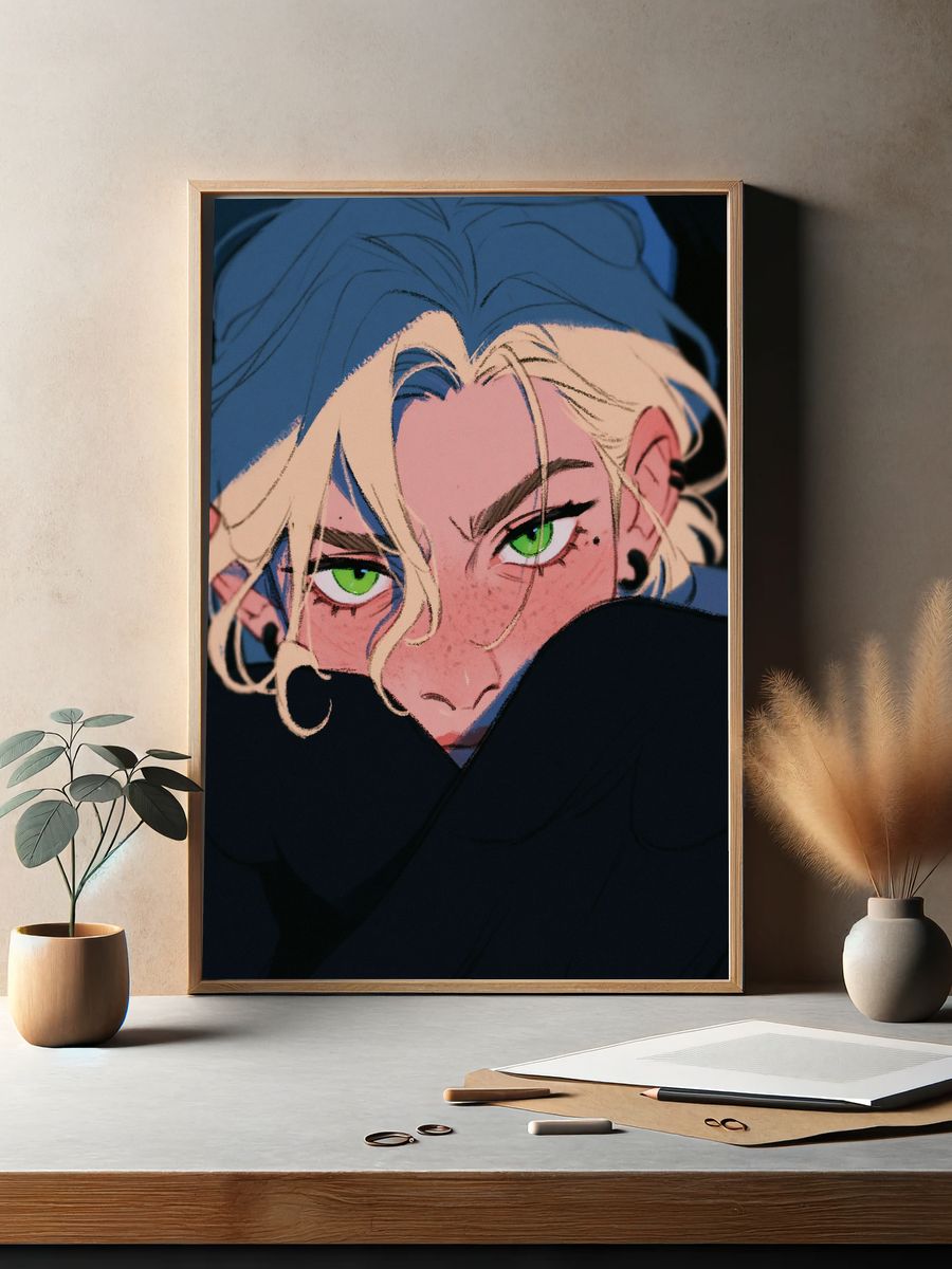 Anime Character Portrait Print. — room view 2