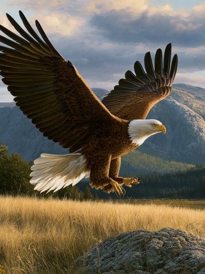 Majestic Bald Eagle Landscape Poster. poster