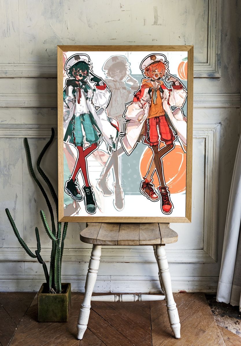 Anime Fashion Duo Illustration Poster. room preview