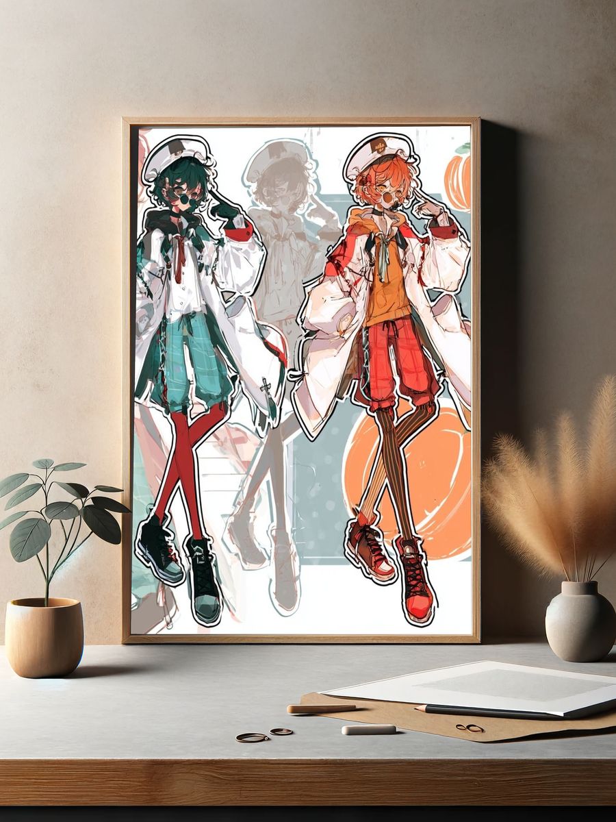 Anime Fashion Duo Illustration Poster. — room view 2