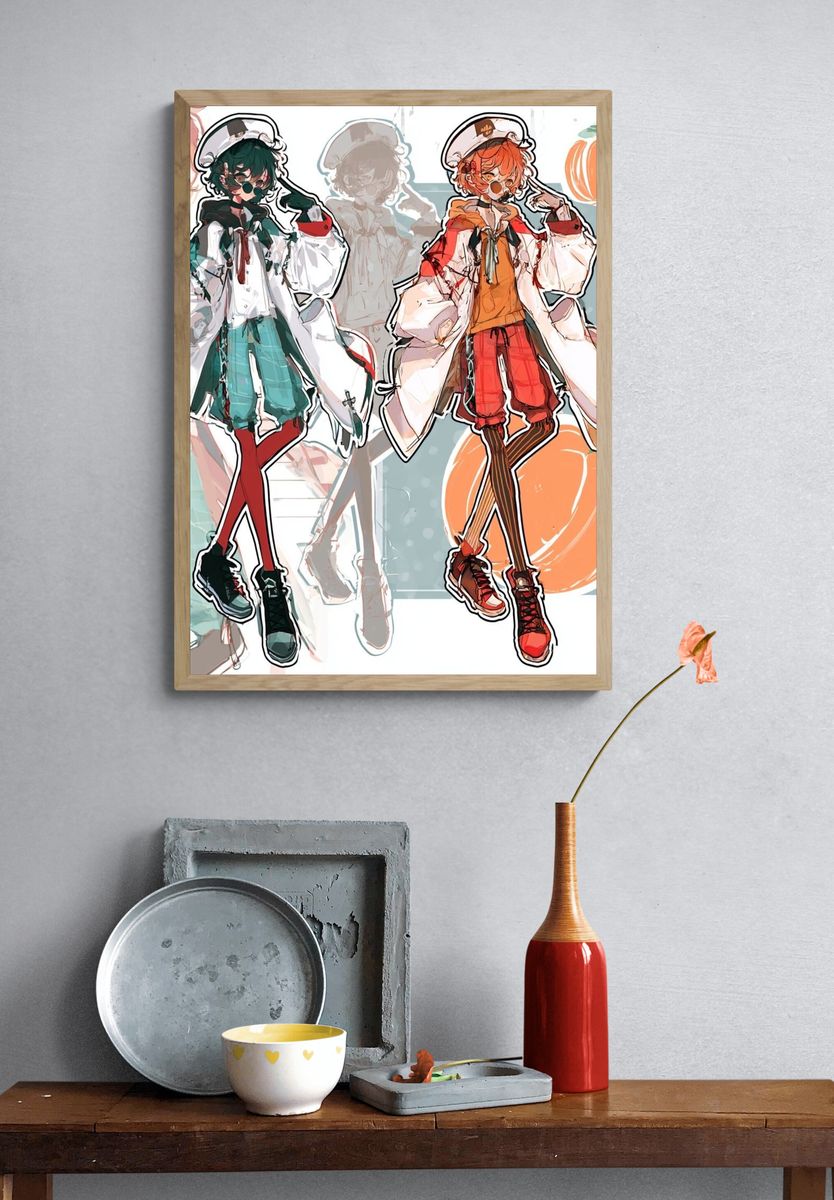 Anime Fashion Duo Illustration Poster. — room view 3