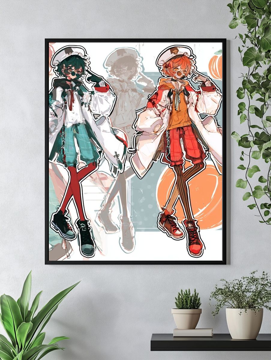 Anime Fashion Duo Illustration Poster. — room view 4