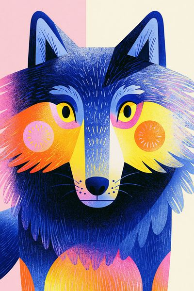 Colorful Wolf Illustration Poster. poster