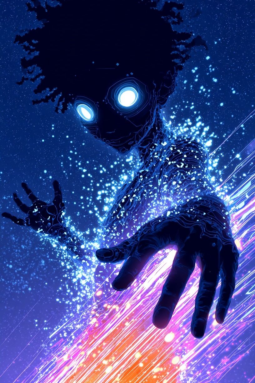 Neon Anime Figure Poster. poster detail