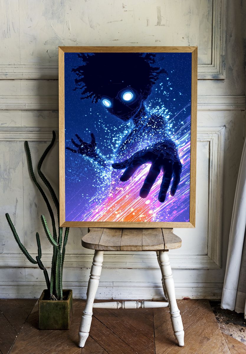 Neon Anime Figure Poster. room preview