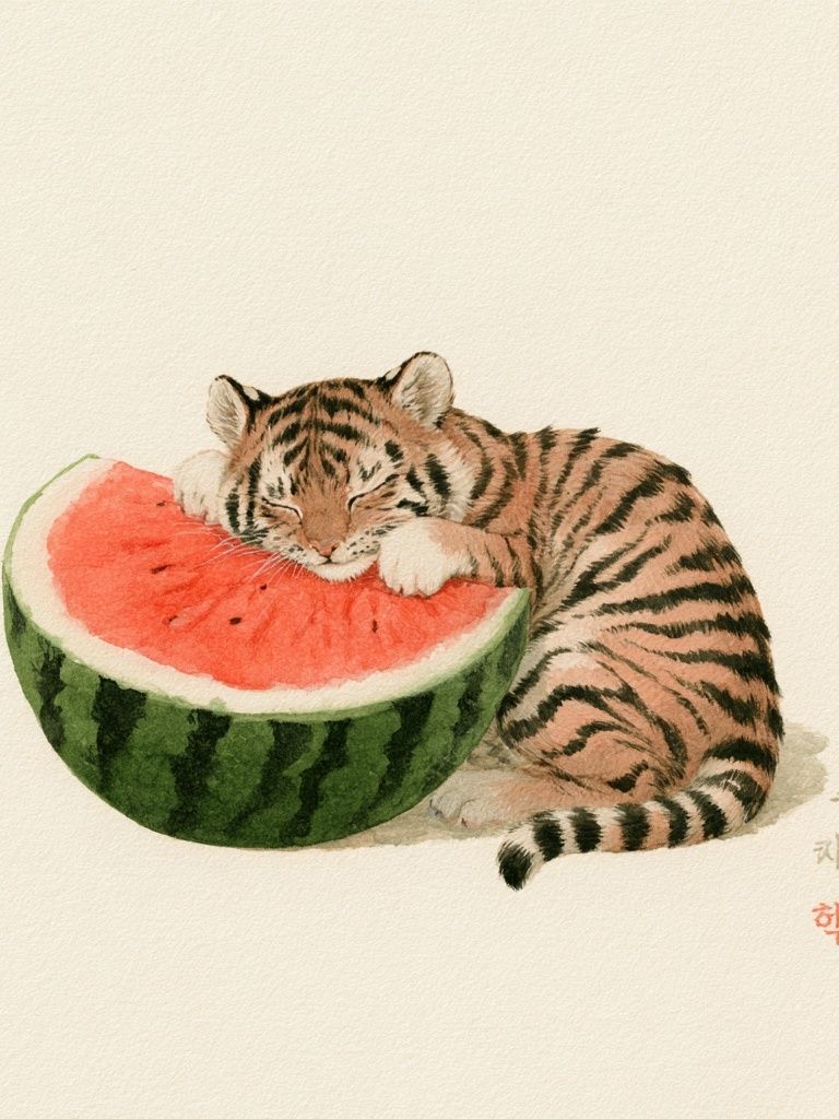 Sleeping Tiger Watercolor Print. poster — animals art