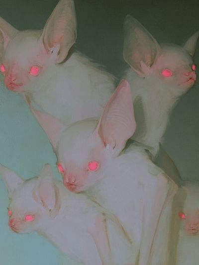Glowing Fennec Foxes Surreal Print. poster
