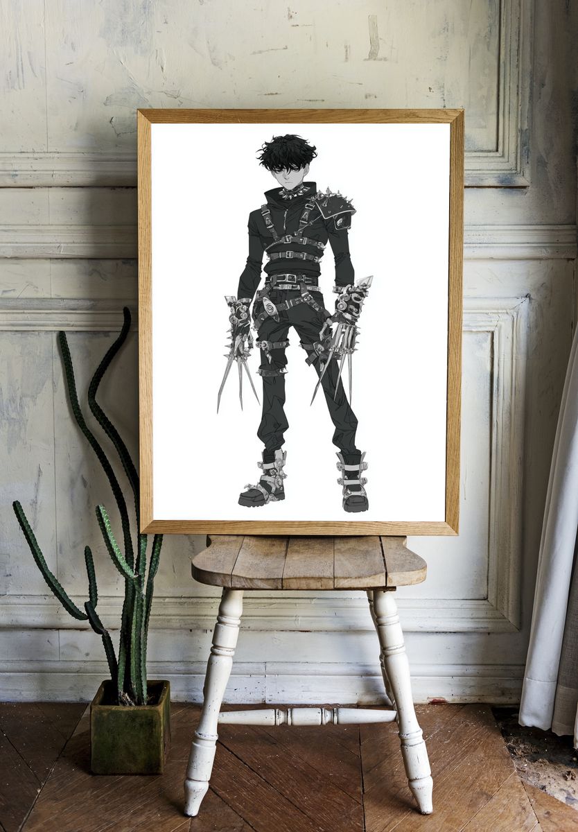 Cyberpunk Anime Warrior Poster. — room view 1