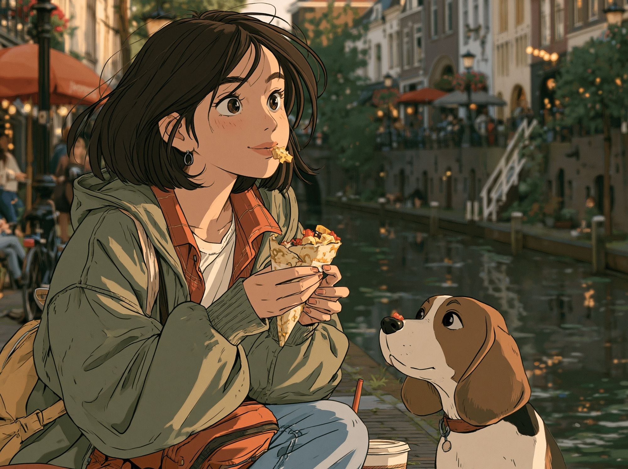 Canal Picnic Anime Illustration Poster. poster — anime art