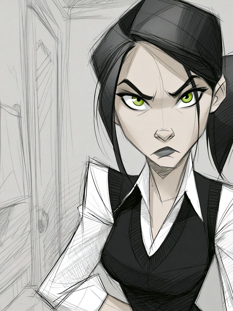 Angry Anime Girl Portrait Poster. poster detail