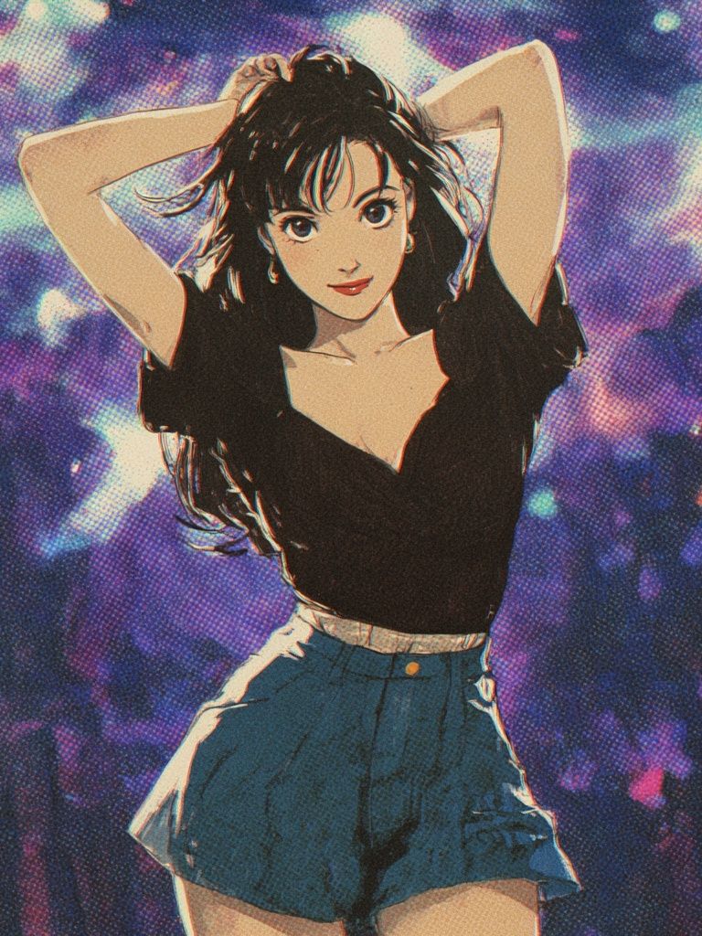 Anime Girl Neon Glow Poster. poster detail
