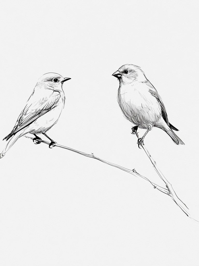 Two Birds Line Art Poster. poster detail