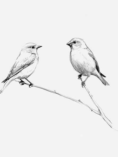 Two Birds Line Art Poster. poster