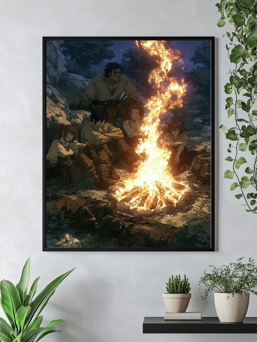 Campfire Night Scene Anime Poster. — room view 4