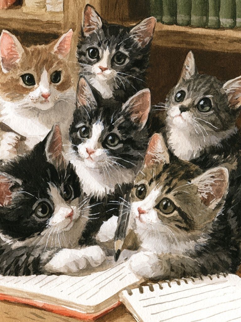 Kitten Study Watercolor Poster. poster detail
