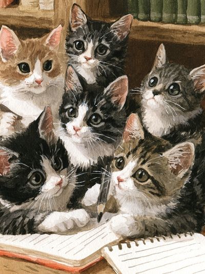 Kitten Study Watercolor Poster.