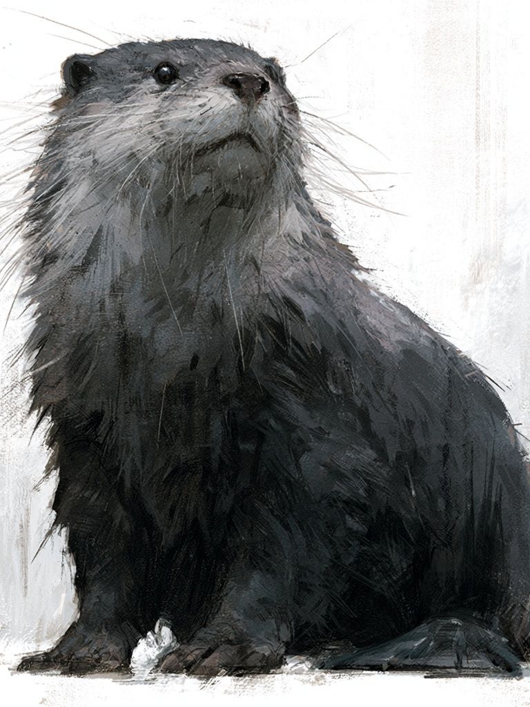 Otter Portrait Illustration Poster. poster — animals art