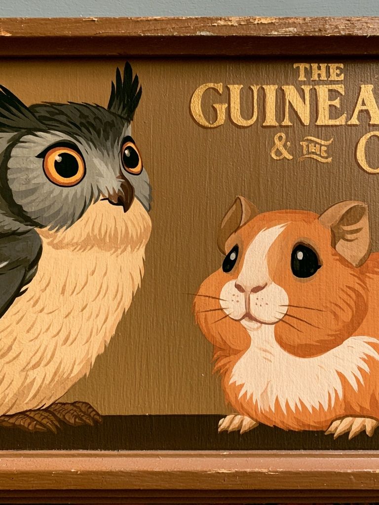 Guinea Pig and Owl Illustration Poster. poster — animals art