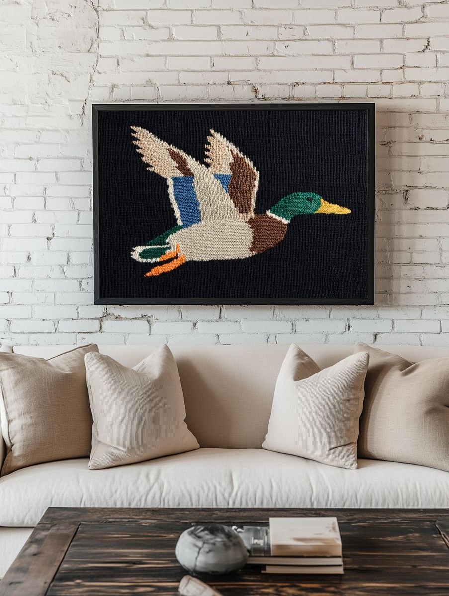 Mallard Duck Embroidery Poster. — room view 1