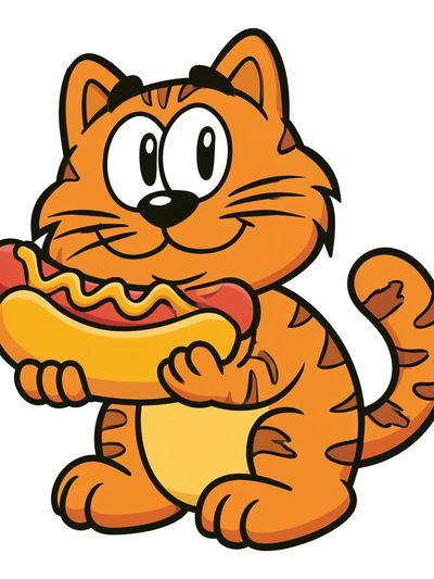 Hot Dog Cat Cartoon Poster. poster