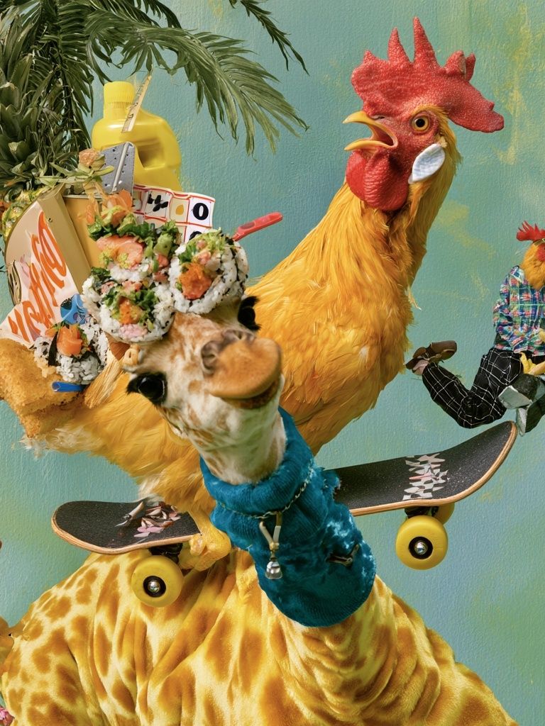 Surreal Chicken Skateboard Print. poster — animals art