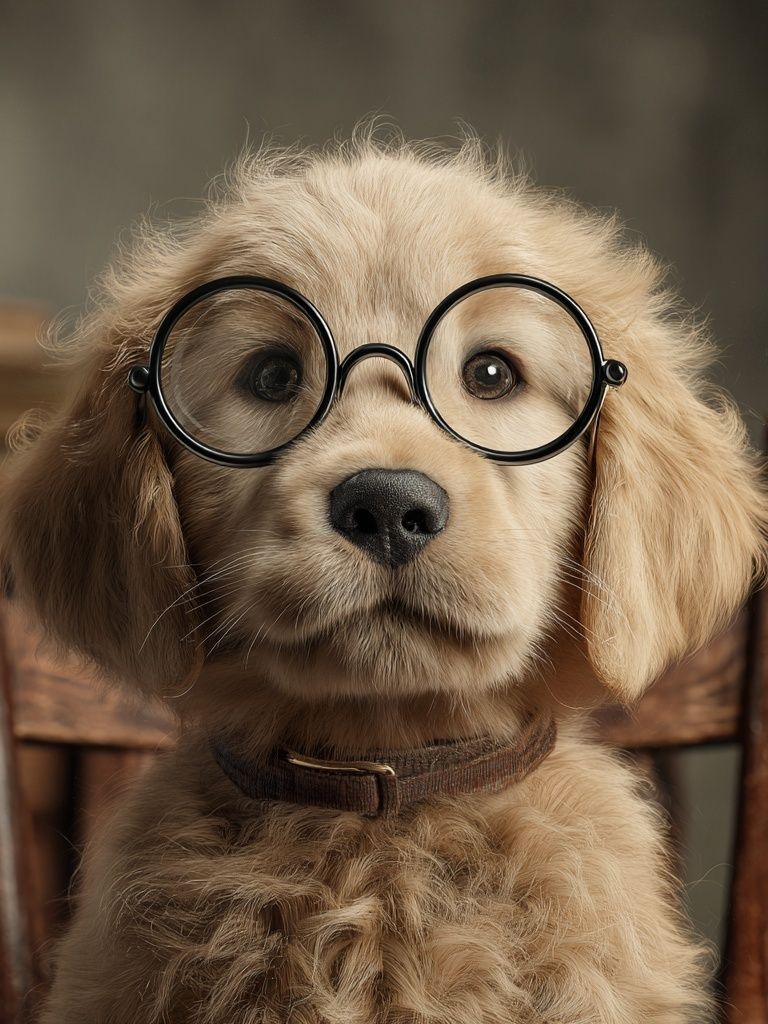Puppy with Glasses Photography Poster. poster — animals art