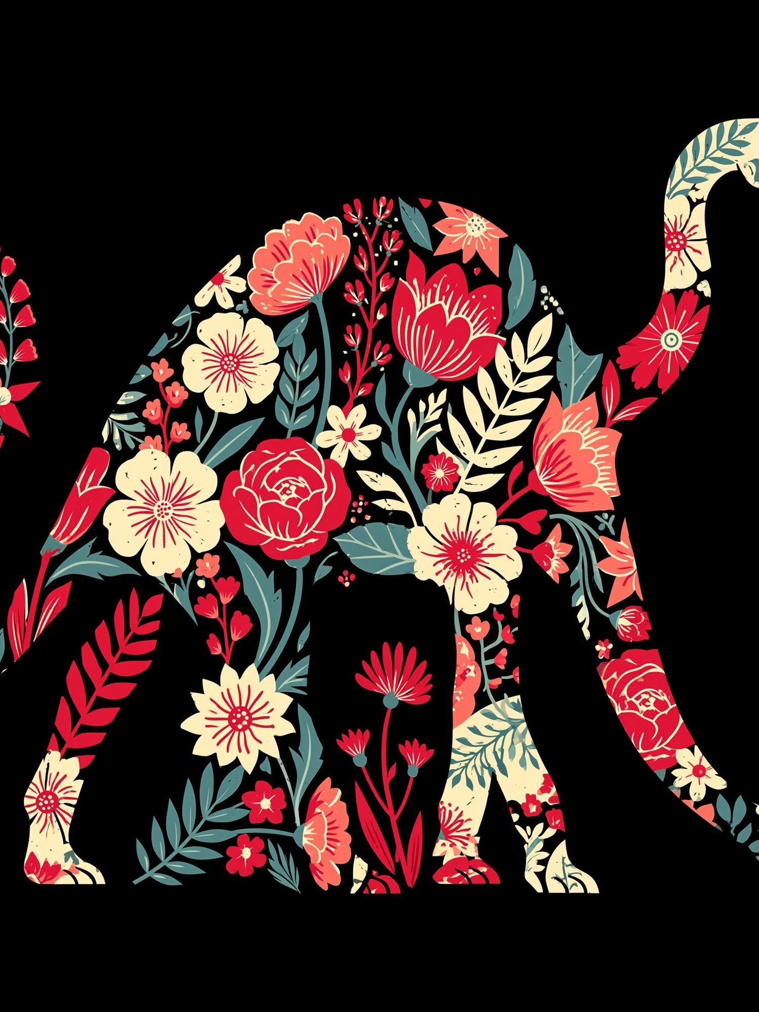 Floral Elephant Illustration Poster. poster — animals art
