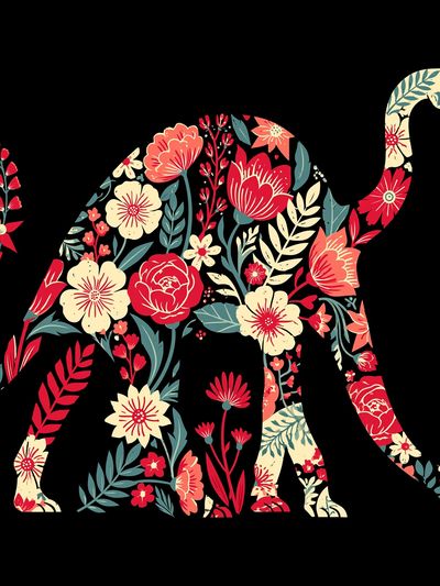 Floral Elephant Illustration Poster. poster