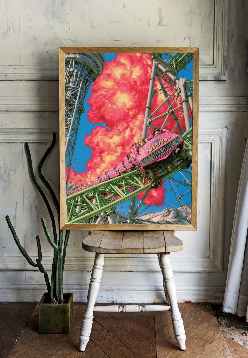 Anime Roller Coaster Explosion Poster. room preview