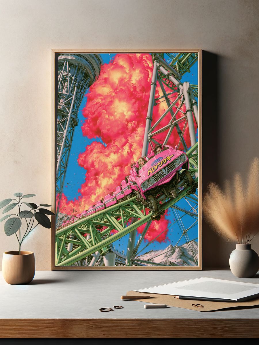 Anime Roller Coaster Explosion Poster. — room view 2