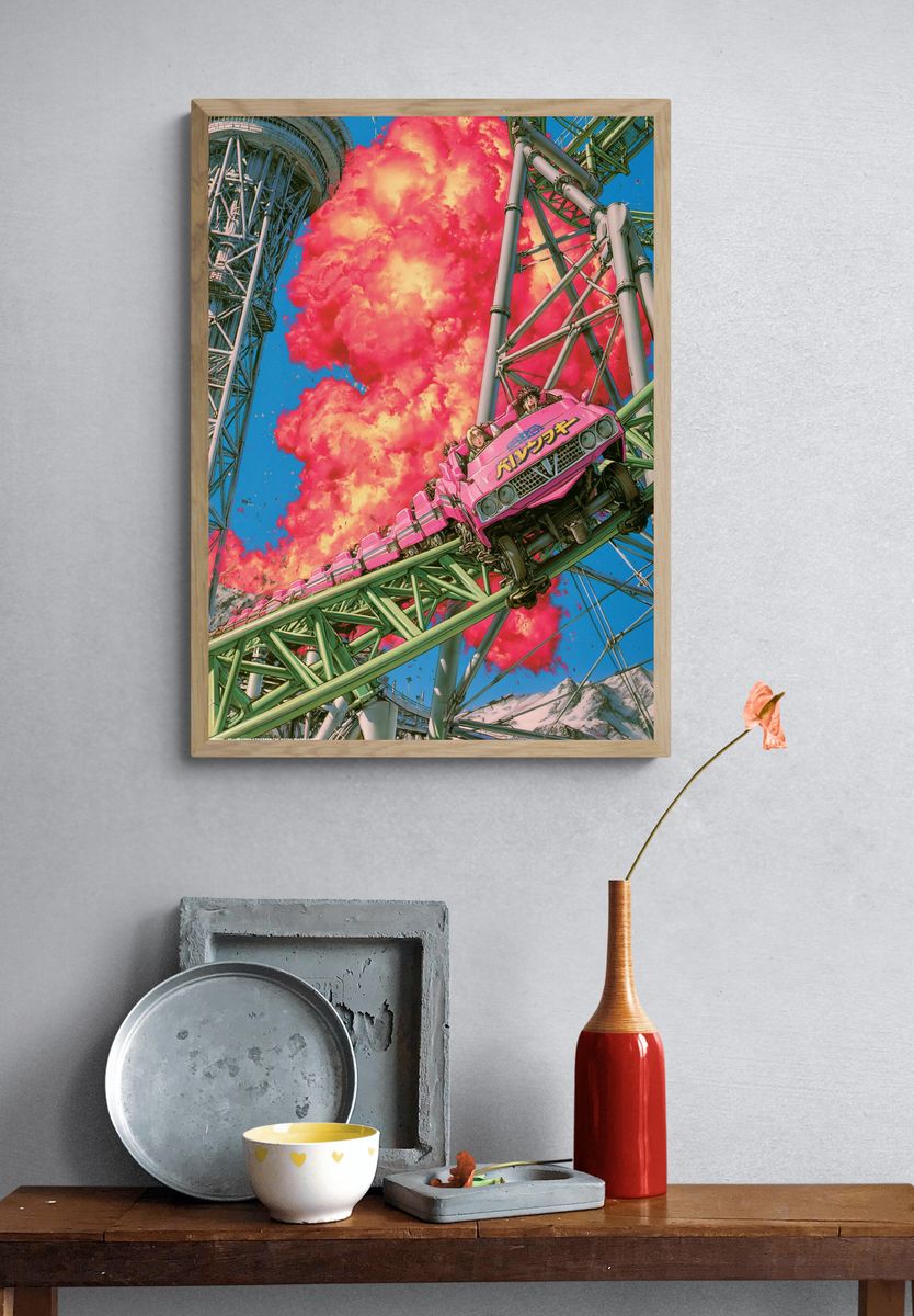 Anime Roller Coaster Explosion Poster. — room view 3