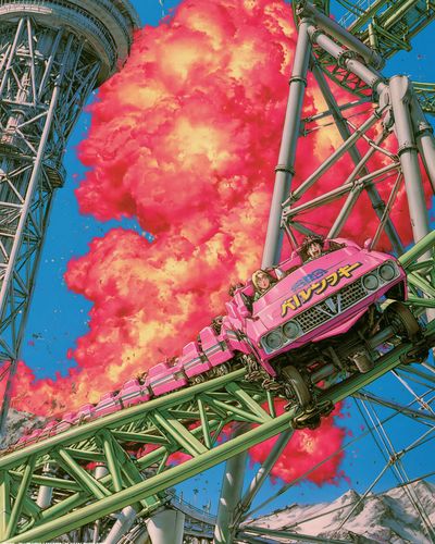 Anime Roller Coaster Explosion Poster. poster