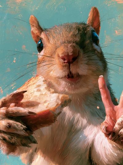 Squirrel Peace Sign Illustration Poster.