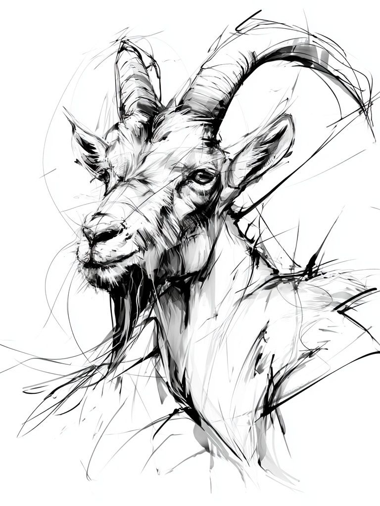 Mountain Goat Ink Sketch Poster. poster — animals art