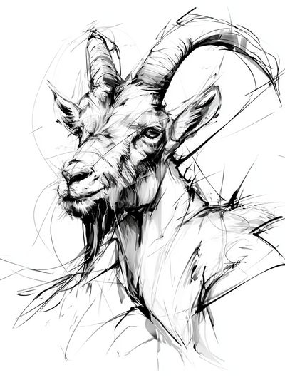 Mountain Goat Ink Sketch Poster. poster