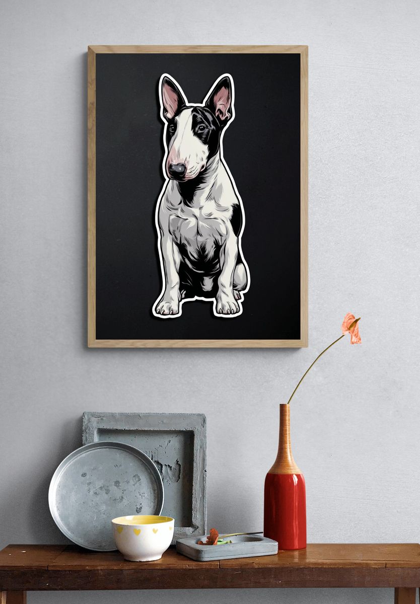 Bull Terrier Illustration Poster. — room view 3