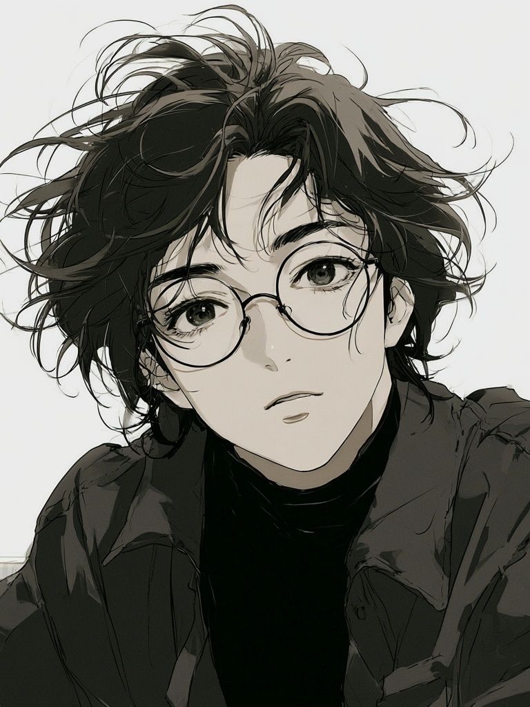 Anime Portrait with Glasses Poster. poster detail