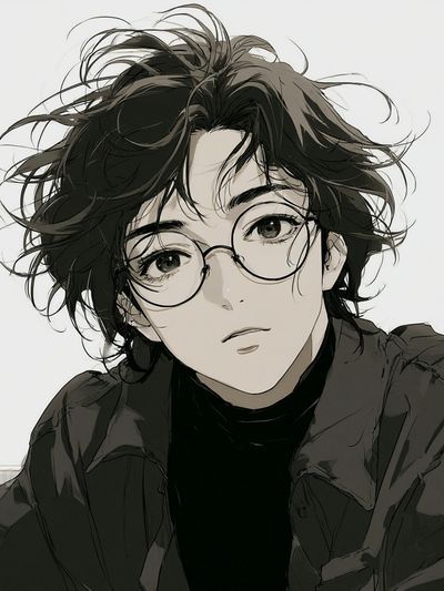 Anime Portrait with Glasses Poster. poster