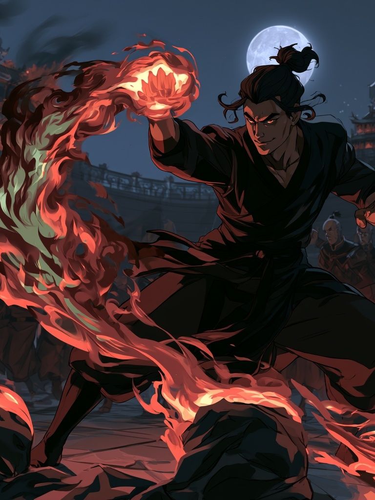 Firebender Warrior Anime Poster. poster — anime art
