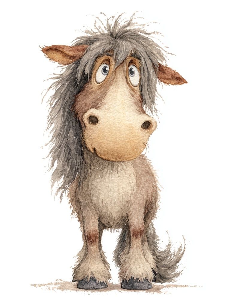 Cute Pony Watercolor Print. poster — animals art