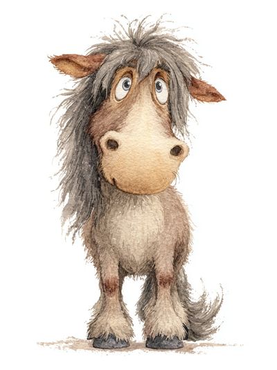 Cute Pony Watercolor Print. poster