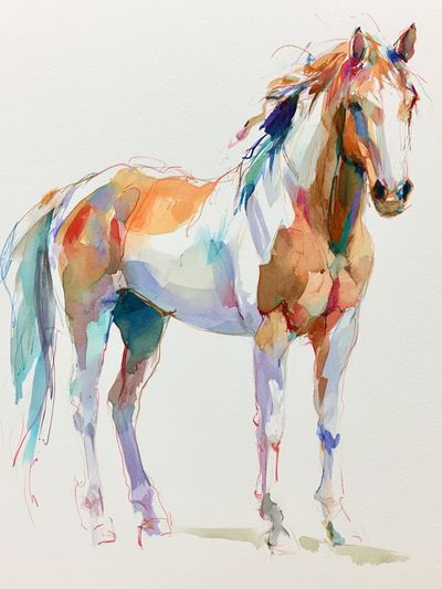 Colorful Horse Watercolor Poster. poster