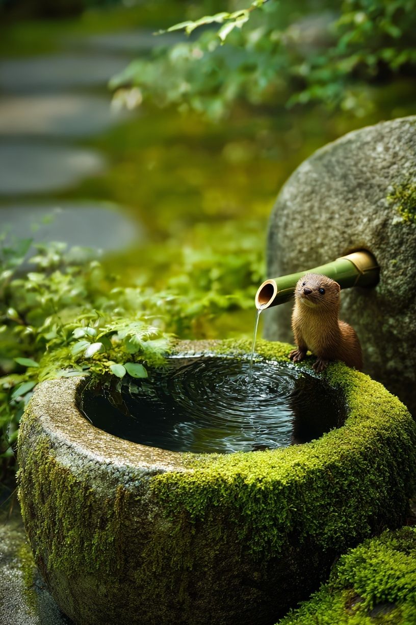 Mossy Garden Otter Photography Poster. poster detail