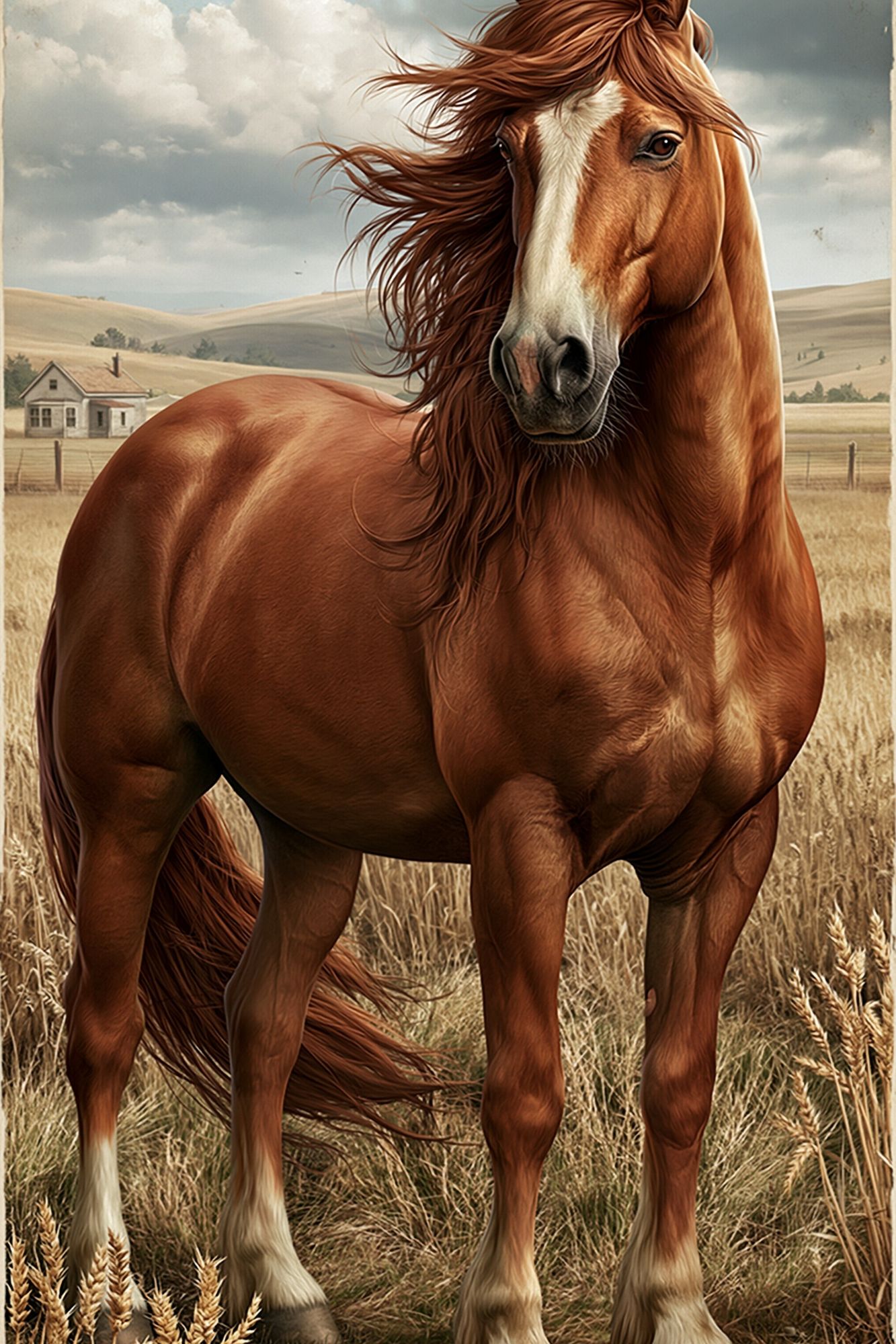 Chestnut Horse Field Poster. poster — animals art