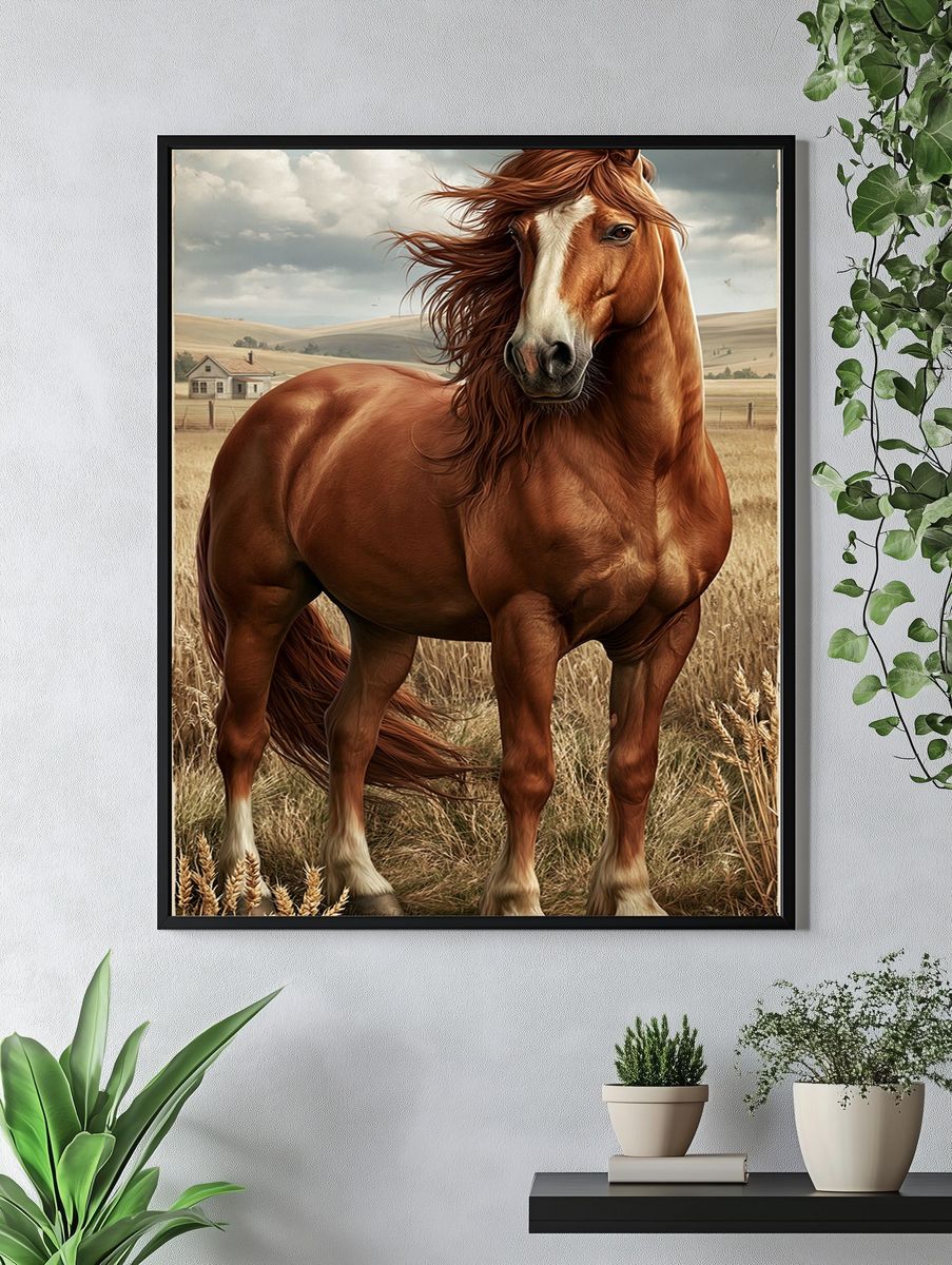 Chestnut Horse Field Poster. — room view 4