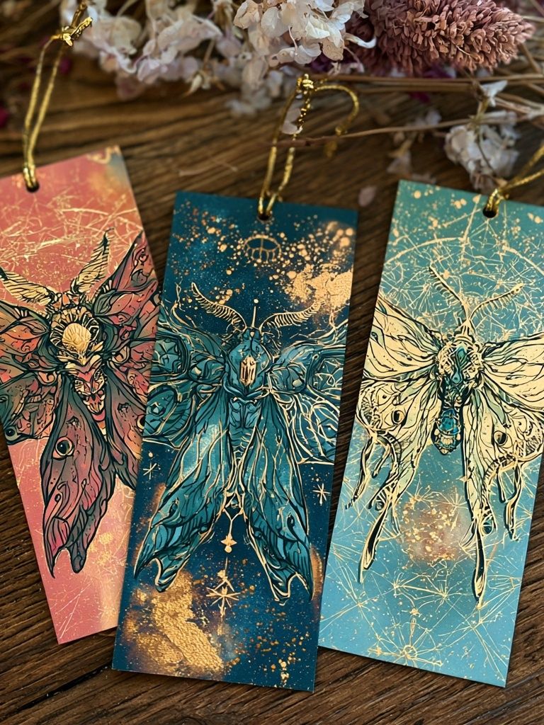 Moth Trio Illustration Poster. poster detail