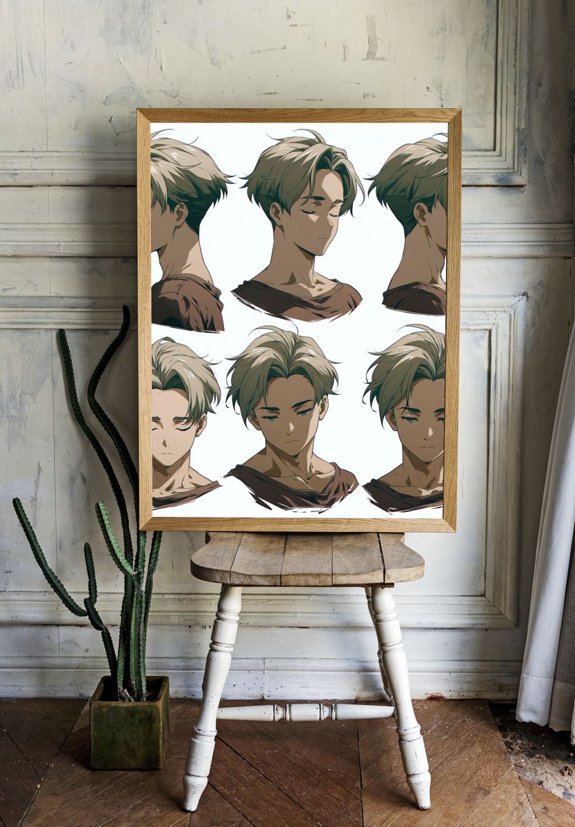 Anime Boy Portrait Study Poster. — room view 1