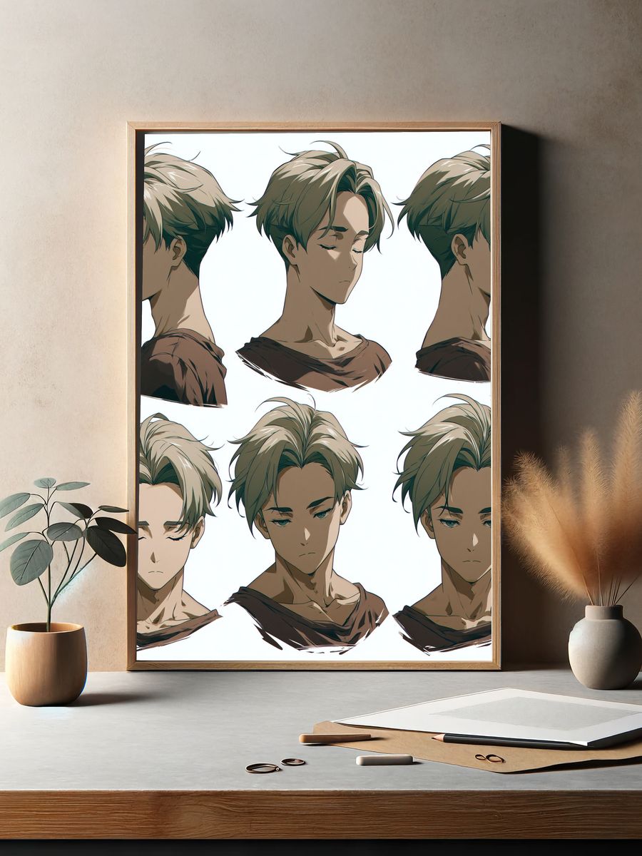 Anime Boy Portrait Study Poster. — room view 2