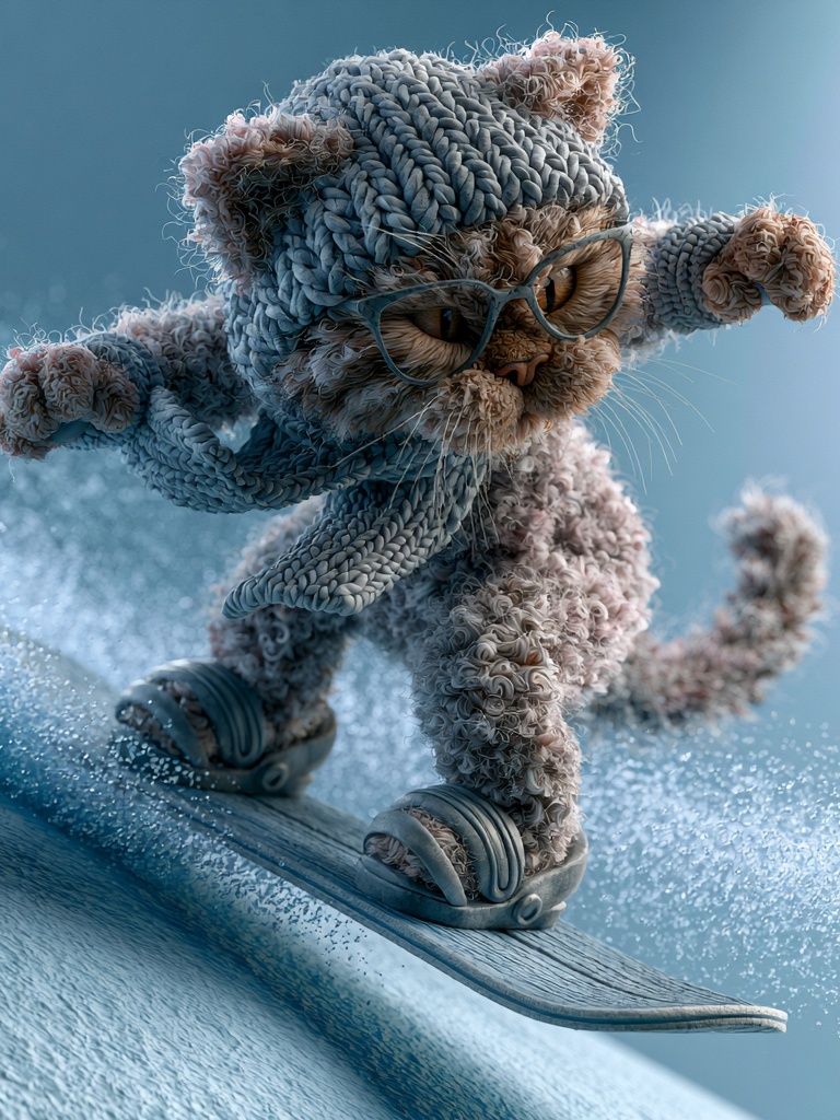 Surfing Cat Digital Art Poster. poster — animals art