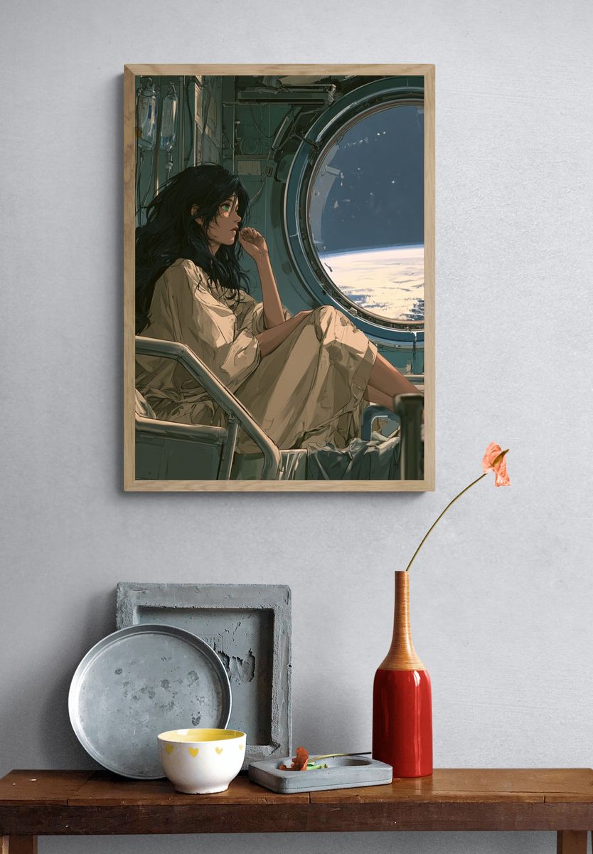 Astronaut Window Scene Anime Print. — room view 3